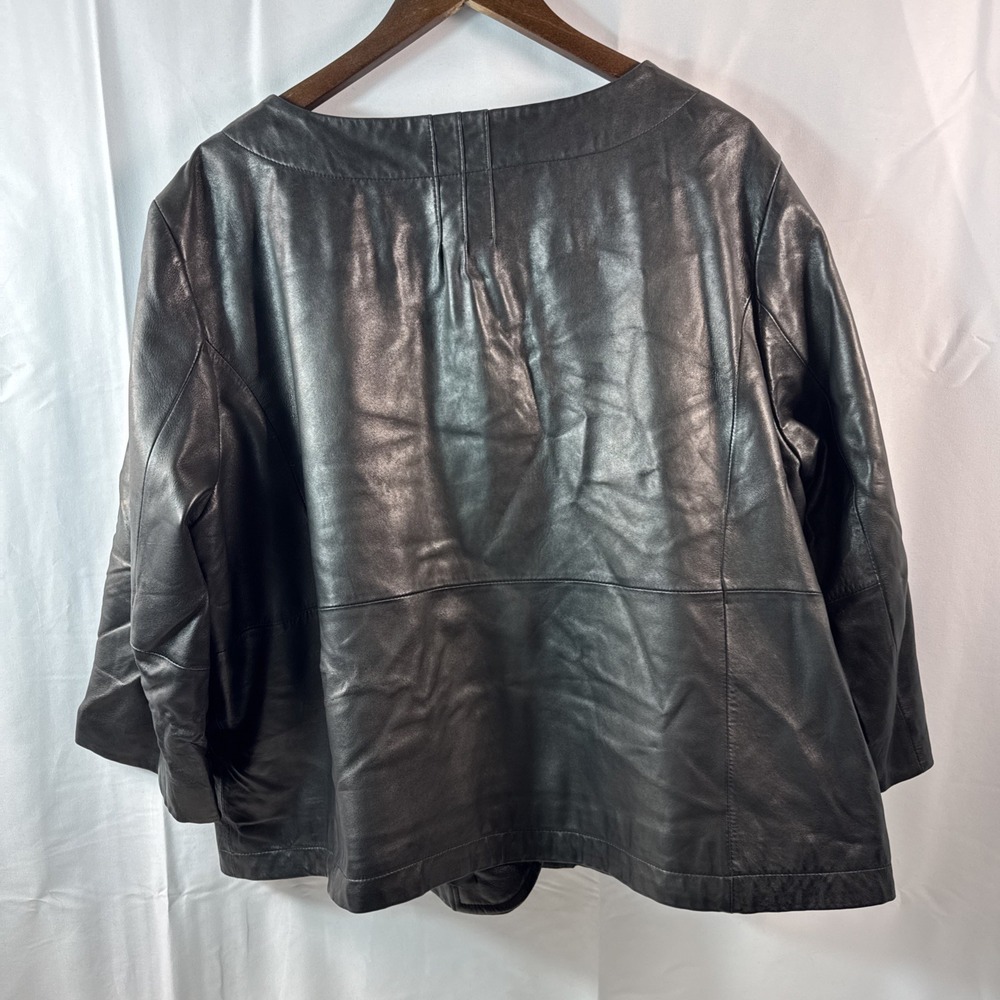Semantiks Womens  Black Leather  Jacket Size 2 X - Picture 3 of 5
